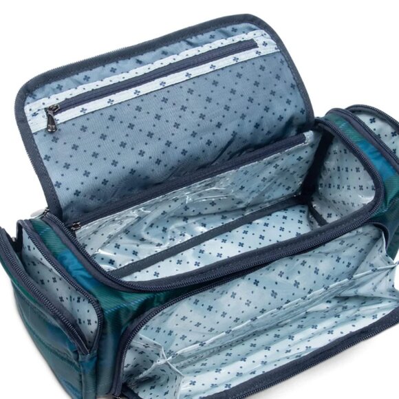 NWT- LUG TROLLEY COSMETIC CASE- POP PLAID NAVY - Picture 1 of 2